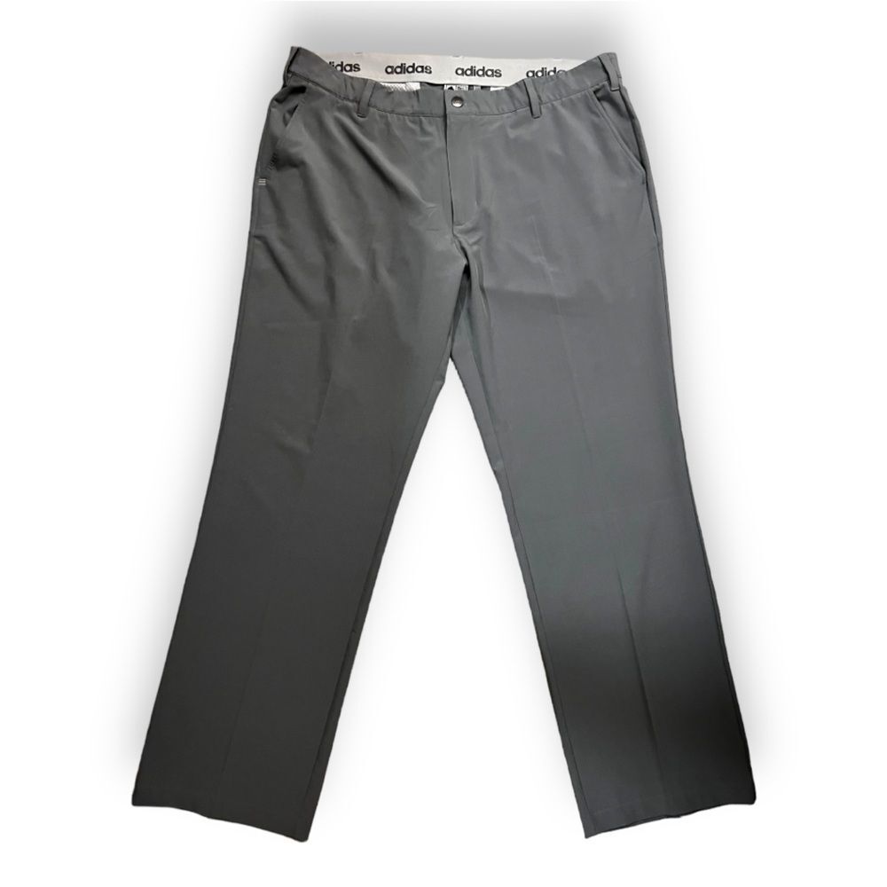 Adidas Men's Gray Flat Front Stretch Performance Golf Pants, Size 40 x 32